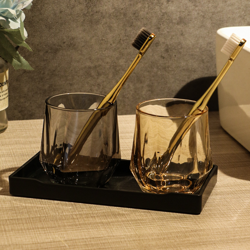 Clear Glass Toothbrush Cup Nordic Style Mouthwash Rinse Cup for Hotel Homestay Household Use