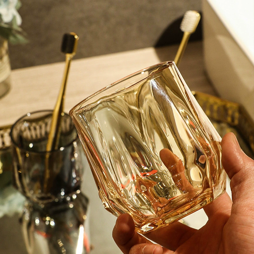 Clear Glass Toothbrush Cup Nordic Style Mouthwash Rinse Cup for Hotel Homestay Household Use