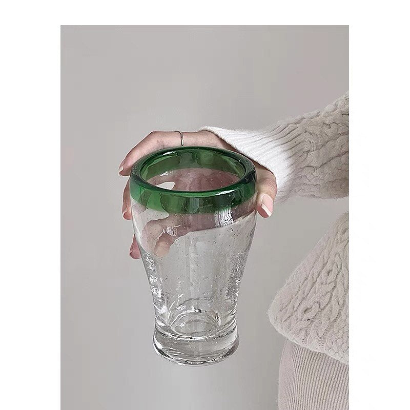 Medieval Retro Green Bubble Glass Mug - 300ml Handmade Transparent Tea & Juice Cup