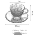 Vintage Embossed Flower Glass Cup and Saucer Set - European Style Clear Coffee & Tea Glassware
