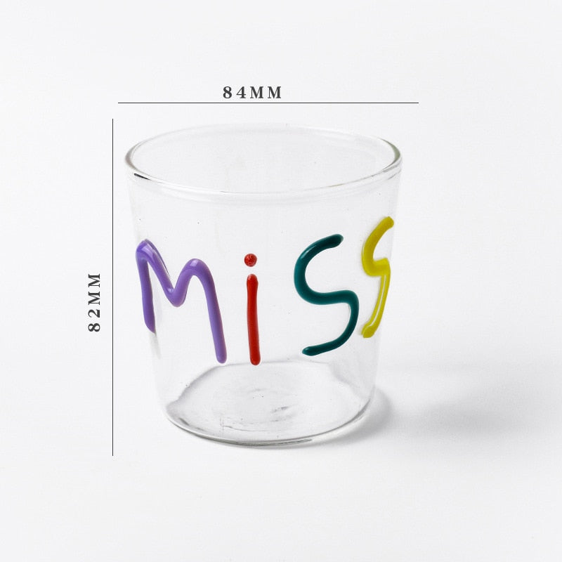 Handmade "LOVE" Letter Glass Mug - 10oz Romantic Gift Tea & Coffee Cup for Couples